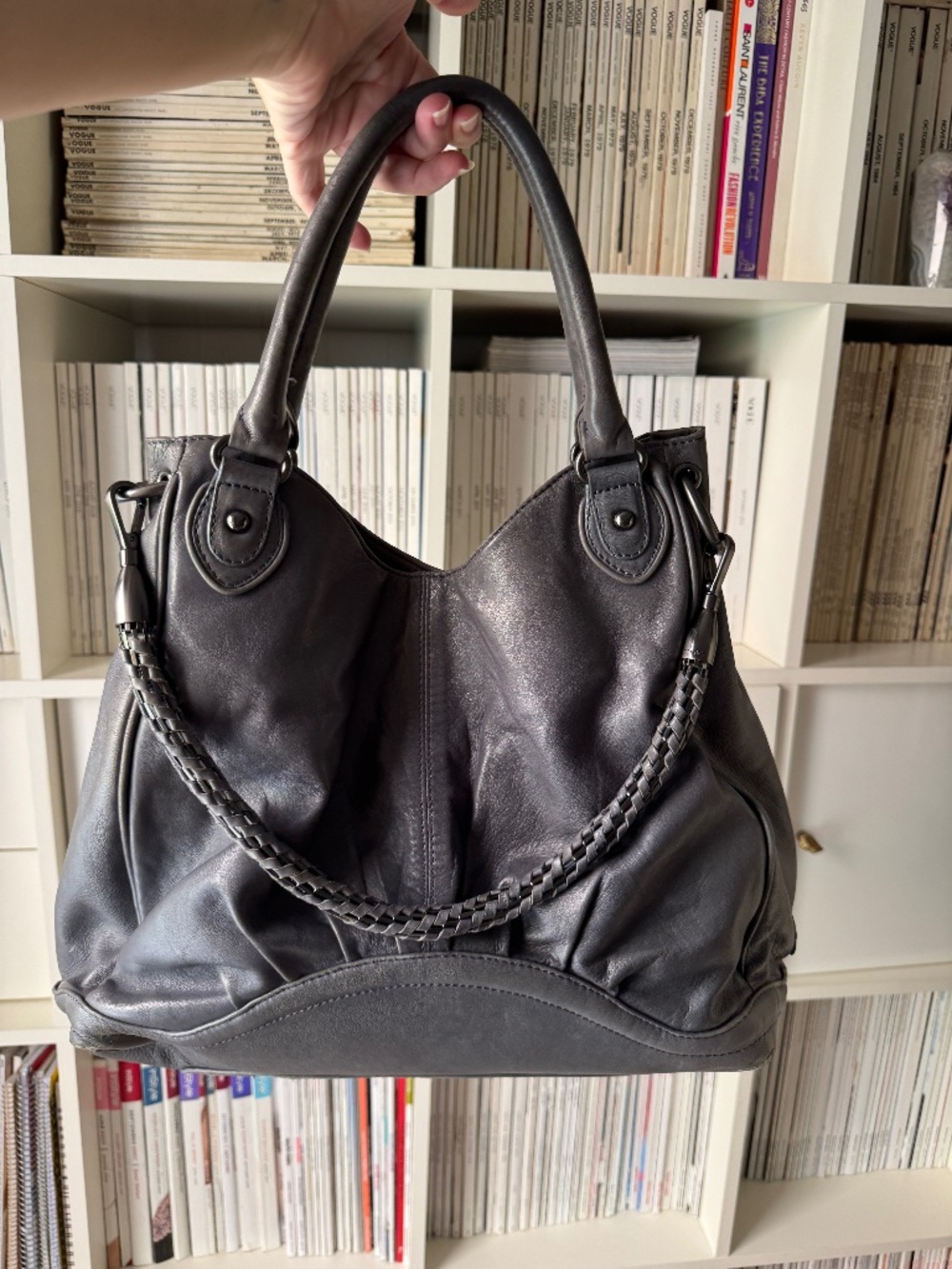 BOTKIER Slouch Hobo Bag RARE gray blue Gossip Girl era Indie Sleaze purse